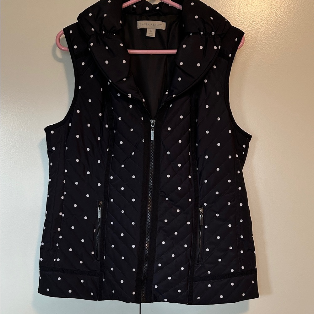 Laura Ashley Black and White Polka Dot Vest size large